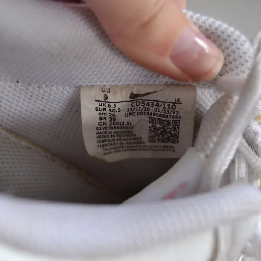 Nike Pink White Sneakers Women's 9 Court Vision Low Top Shoes CD5434-110 - Picture 8 of 10